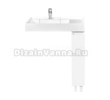 Тумба под раковину без столешницы AQUATON Лайн 20 под стиральную машину, напольная, глянцевая белая
