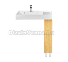 Тумба с раковиной AQUATON Лайн 80 под стиральную машину, напольная, дуб каменный, раковина Рейн 80 белая