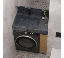 Тумба с раковиной AQUATON Лайн 80 под стиральную машину, напольная, дуб каменный, раковина Рейн 80 графит