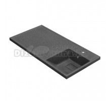 Раковина над стиральной машиной AQUATON Лайн 100 R графит, прямоугольная, искусственный камень, со столешницей слева, с кронштейном