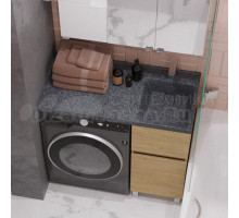 Тумба с раковиной AQUATON Лайн 100 R под стиральную машину, напольная, дуб каменный, раковина Лайн 100 графит