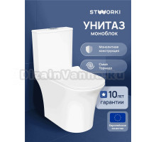 Унитаз-моноблок напольный STWORKI Олланд S01406WH с микролифтом, безободковый, белый
