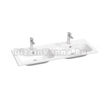 Мебельная раковина Ravak Chrome Slim 120 накладная, для двоих, глянцевая белая, с 2 отверстиями под смеситель, прямоугольная, искусственная мрамор