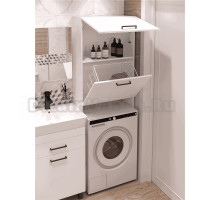 Шкаф DIWO Брянск 60 напольный, над стиральной машиной, с корзиной, 64,5x188x29 см, белый