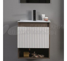 Тумба с раковиной Belux Долли НП 60-01 подвесная, дуб Денвер, глянцевый белый