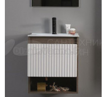 Тумба под раковину без столешницы Belux Долли НП 70-01 подвесная, дуб Денвер, глянцевый белый