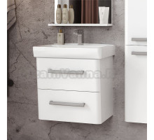 Тумба с раковиной Belux Портленд НП 55-02 подвесная, 2 ящика, глянцевая белая