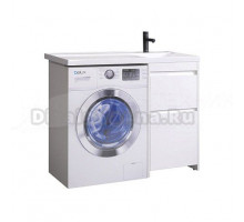 Тумба с раковиной Belux Ока Н 44-02R напольная, 2 ящика, глянцевая белая