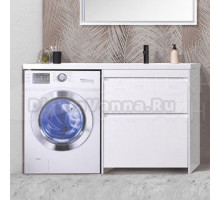 Тумба с раковиной Belux Ока Н 60-02 R напольная, 2 ящика, глянцевая белая