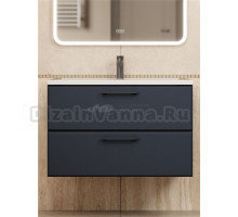 Тумба с раковиной Uperwood Foster New 80 подвесная, 2 ящика, матовая черная