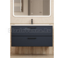 Тумба с раковиной Uperwood Foster New 100 подвесная, 2 ящика, матовая черная