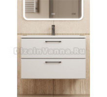 Тумба с раковиной Uperwood Foster New 80 подвесная, 2 ящика, матовая белая