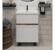 Тумба под раковину без столешницы 1MarKa Aris 70 напольная, дуб вотан, белый глянец