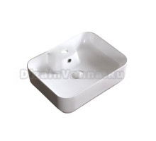 Накладная раковина Ceruttispa CR0097 51 глянцевая белая, прямоугольная, с 1 отверстием под смеситель