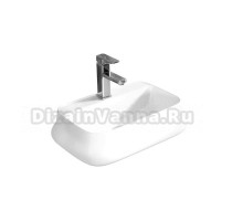 Накладная раковина Ceruttispa CR0061 53 глянцевая белая, прямоугольная, с 1 отверстием под смеситель