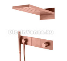 Душевой комплект Boheme Zodiac 132-CB термостат, С ВНУТРЕННЕЙ ЧАСТЬЮ, copper brushed