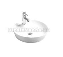 Накладная раковина Art&Max AM170-T 43 глянцевая белая, круглая, фаянс, с 1 отверстием под смеситель