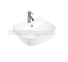 Накладная раковина Art&Max AM1620 49 глянцевая белая, прямоугольная, фаянс, с 1 отверстием под смеситель