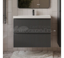 Тумба с раковиной MebelVann Pulse 80 подвесная, антрацит, 2 ящика