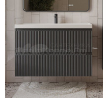 Тумба с раковиной MebelVann Pulse 100 подвесная, антрацит, 2 ящика