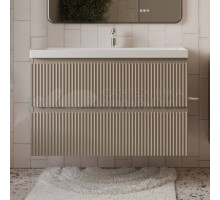 Тумба с раковиной MebelVann Pulse 100 подвесная, капучино, 2 ящика