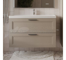 Тумба с раковиной MebelVann Arcadia 100 подвесная, бежевая, 2 ящика