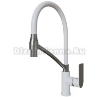 Смеситель для кухни 35k MIXLINE ML33-108 "City White" гибкий излив боковая ручка ручка БЕЛЫЙ/ХРОМ