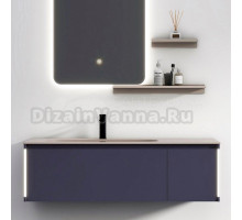 Тумба с раковиной Black&White Universe 120 подвесная, P14 dark blue, с подсветкой