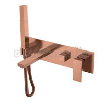 Встраиваемый смеситель для душа и ванны Boheme Qubic 474-2-CB С ВНУТРЕННЕЙ ЧАСТЬЮ, copper brushed