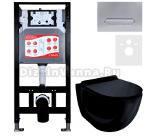 Комплект Унитаз подвесной Esbano Garcia ESUPGARCB черный глянец + Инсталляция Fram + Кнопка ESINOVL17MC