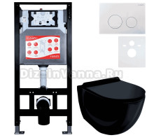 Комплект Унитаз подвесной Esbano Garcia ESUPGARCB черный глянец + Инсталляция Fram + Кнопка ESINSLM37GW