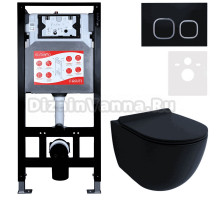 Комплект Унитаз подвесной Esbano Garcia ESUPGARCBM матовый черный + Инсталляция Fram + Кнопка ESINLPS10MB