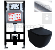 Комплект Унитаз подвесной Esbano Garcia ESUPGARCBM матовый черный + Инсталляция Fram + Кнопка ESINLPS10SC