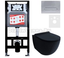 Комплект Унитаз подвесной Esbano Garcia ESUPGARCBM матовый черный + Инсталляция Fram + Кнопка ESINOVL17MC