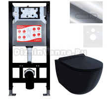 Комплект Унитаз подвесной Esbano Garcia ESUPGARCBM матовый черный + Инсталляция Fram + Кнопка ESINOVL17SC