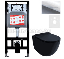Комплект Унитаз подвесной Esbano Garcia ESUPGARCBM матовый черный + Инсталляция Fram + Кнопка ESINPRK12SC