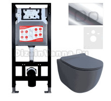 Комплект Унитаз подвесной Esbano Garcia ESUPGARCGM матовый серый + Инсталляция Fram + Кнопка ESINLPS10SC