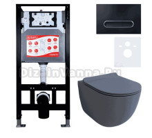 Комплект Унитаз подвесной Esbano Garcia ESUPGARCGM матовый серый + Инсталляция Fram + Кнопка ESINOVL17MB