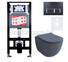 Комплект Унитаз подвесной Esbano Garcia ESUPGARCGM матовый серый + Инсталляция Fram + Кнопка ESINPRK12MB
