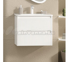 Тумба с раковиной Brevita Riva 60 подвесная, глянцевая белая