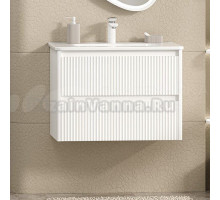 Тумба с раковиной Brevita Riva 70 подвесная, глянцевая белая