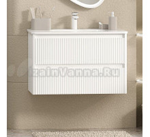 Тумба с раковиной Brevita Riva 80 подвесная, глянцевая белая