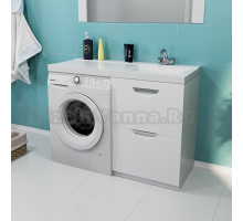 Тумба для стиральной машины I Тумба под раковину СOSMOS-120/110/56 I Тумба для ванной Mixline 56х47х89 см. Белый ПВХ