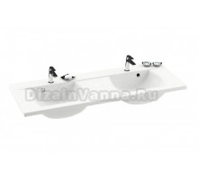 Мебельная раковина Ravak Classic II Slim 130 накладная, глянцевая белая, с 2 отверстиями под смеситель, прямоугольная, искусственная мрамор