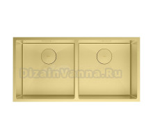 Кухонная мойка Lemark PRORAN 900 прямоугольная с двумя чашами из нержавеющей стали цвет: Светлое золото