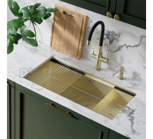 Кухонная мойка Lemark TABAGA 820 прямоугольная из нержавеющей стали цвет: Светлое золото