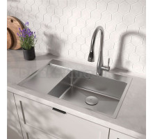 Кухонная мойка Lemark KEZADRA 780P прямоугольная с крылом из нержавеющей стали (чаша СПРАВА) цвет: Сталь