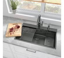 Кухонная мойка Lemark IORDANA 780 прямоугольная из нержавеющей стали цвет: Графит