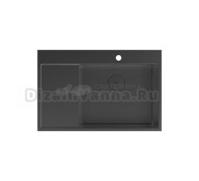 Кухонная мойка Lemark KEZADRA 780P прямоугольная с крылом из нержавеющей стали (чаша СПРАВА) цвет: Чёрный матовый