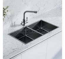 Кухонная мойка Lemark PRORAN 900 прямоугольная с двумя чашами из нержавеющей стали цвет: Графит
